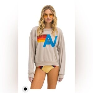 Aviator Nation LOGO RELAXED CREW SWEATSHIRT - SAND